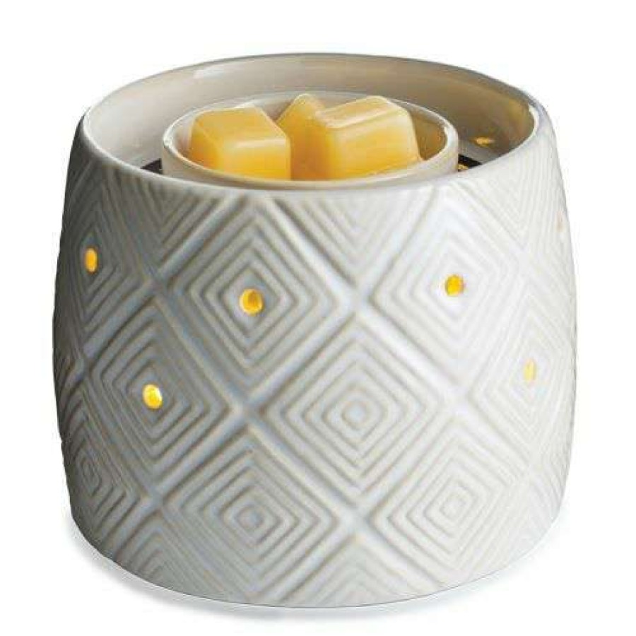 Candles & Warmers * | Clearance Candle Warmers Geometric Illuminaire Fan Fragrance White