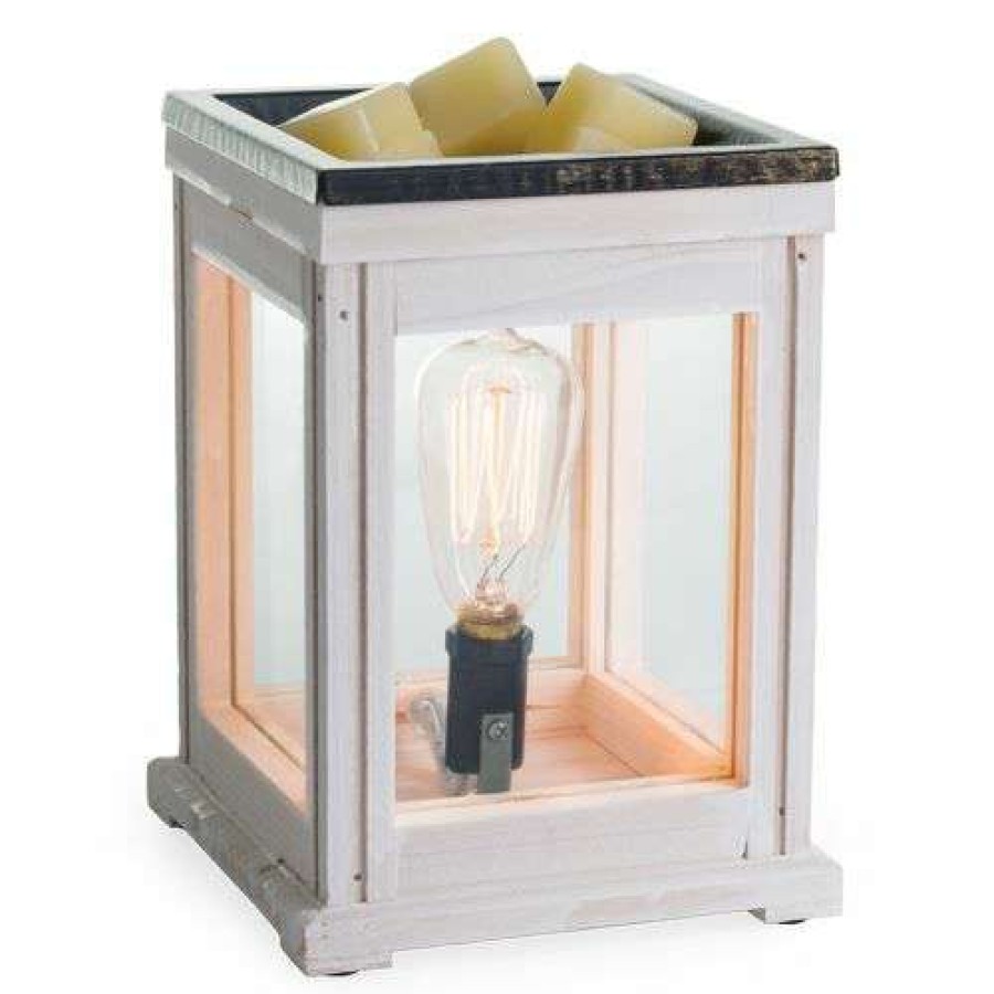 Candles & Warmers * | Exactly Discount Candle Warmers Weathered Wood Vintage Bulb White