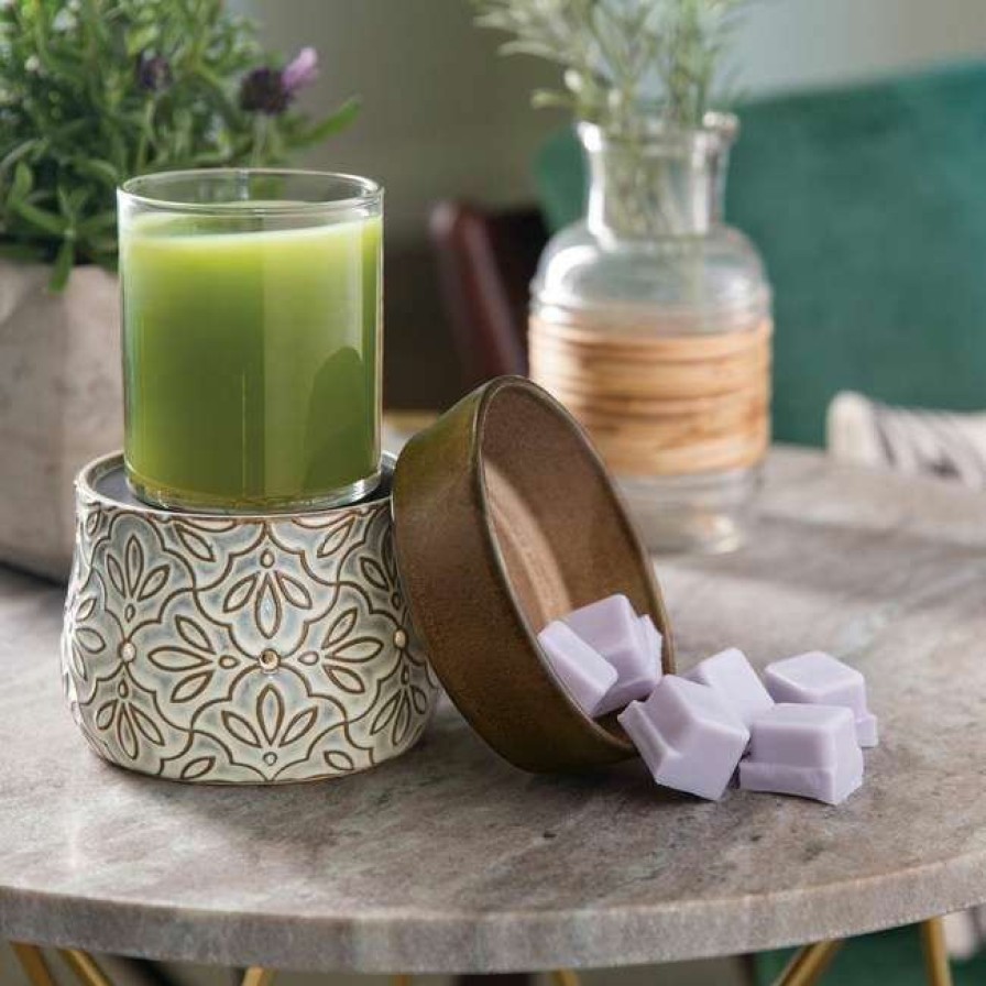 Candles & Warmers * | Discount Candle Warmers Bronze Floral 2 In 1 Deluxe Fragrance Warmer